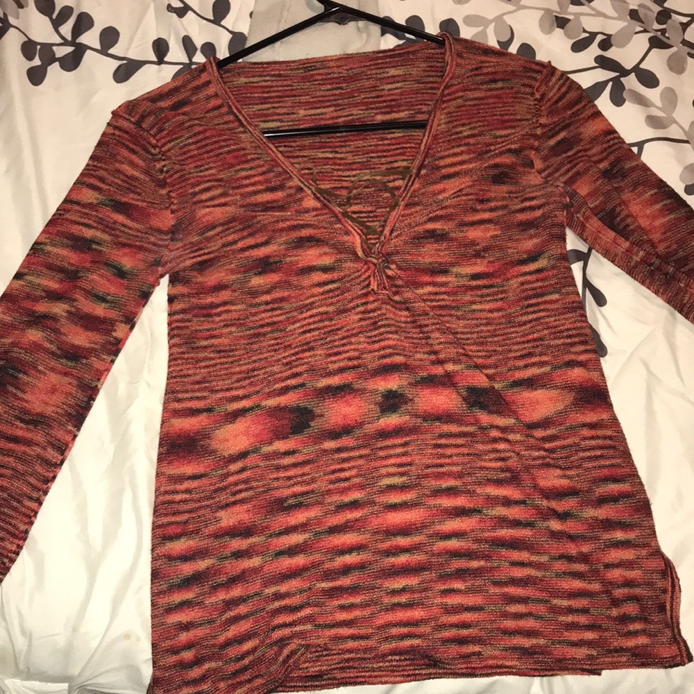 Criss cross front v neck blouse